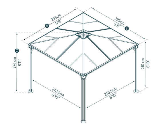 ����� Palermo 295X295 �"� � ���� ����� | Gazebo Kit Palermo ���� Palram Canopia