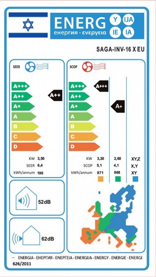 ���� ���� ������ SAGA INV-12 X WIFI EU 9212 BTU/H