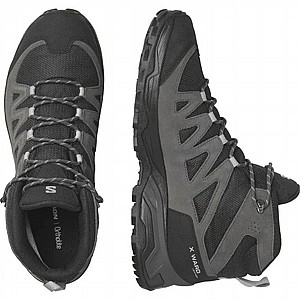נעלי הרים טקטיות אטומות למים שחור Salomon X WARD LEATHER MID GORE-TEX נעלי הרים טקטיות אטומות למים שחור Salomon X WARD LEATHER MID GORE-TEX